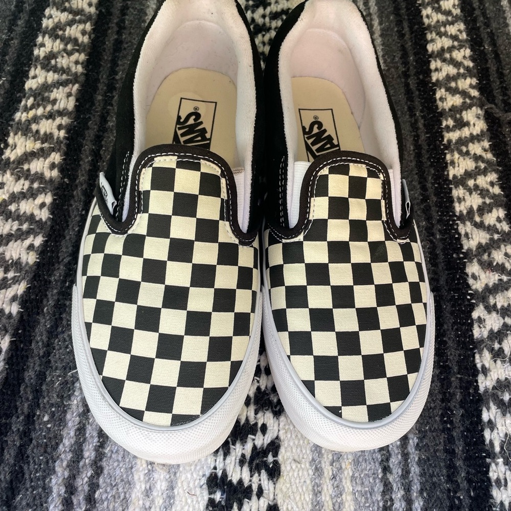 Vans Womens Size 8 Black and White Checkered Slip-On Sneakers